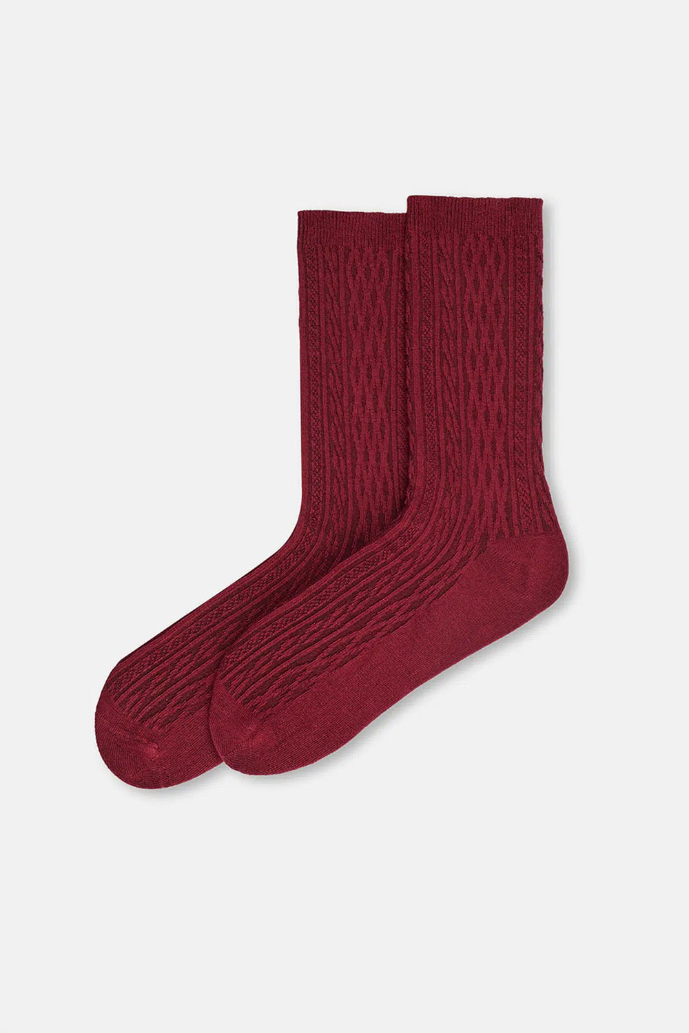 Bordo Kadın Örgü Desen Bambu Çorap