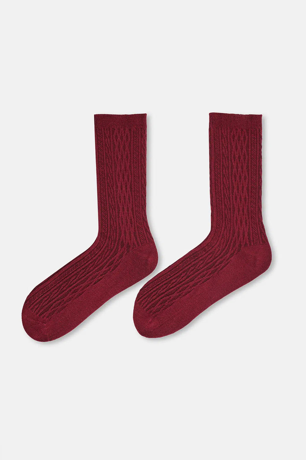 Bordo Kadın Örgü Desen Bambu Çorap