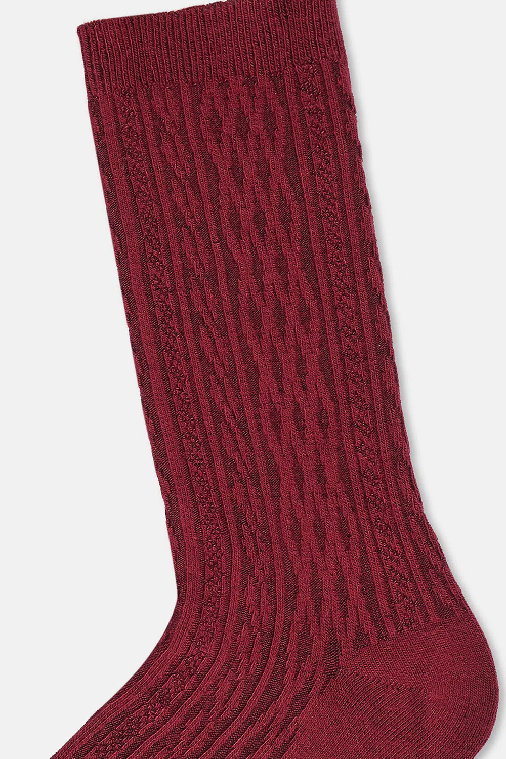 Bordo Kadın Örgü Desen Bambu Çorap