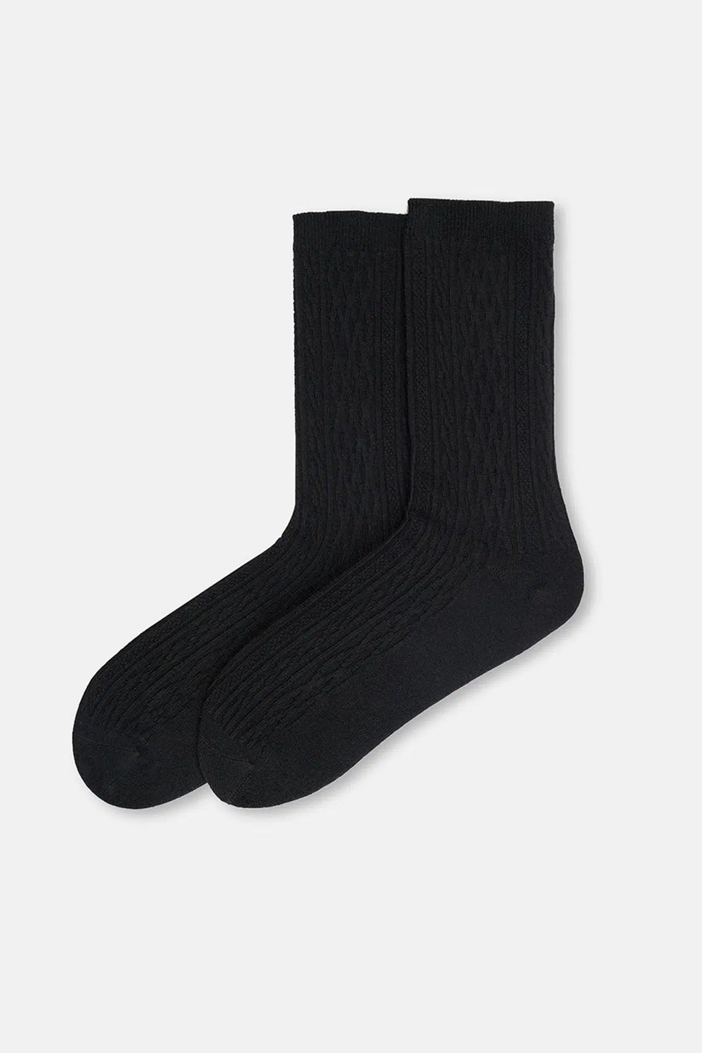 Siyah Kadın Örgü Desen Bambu Çorap