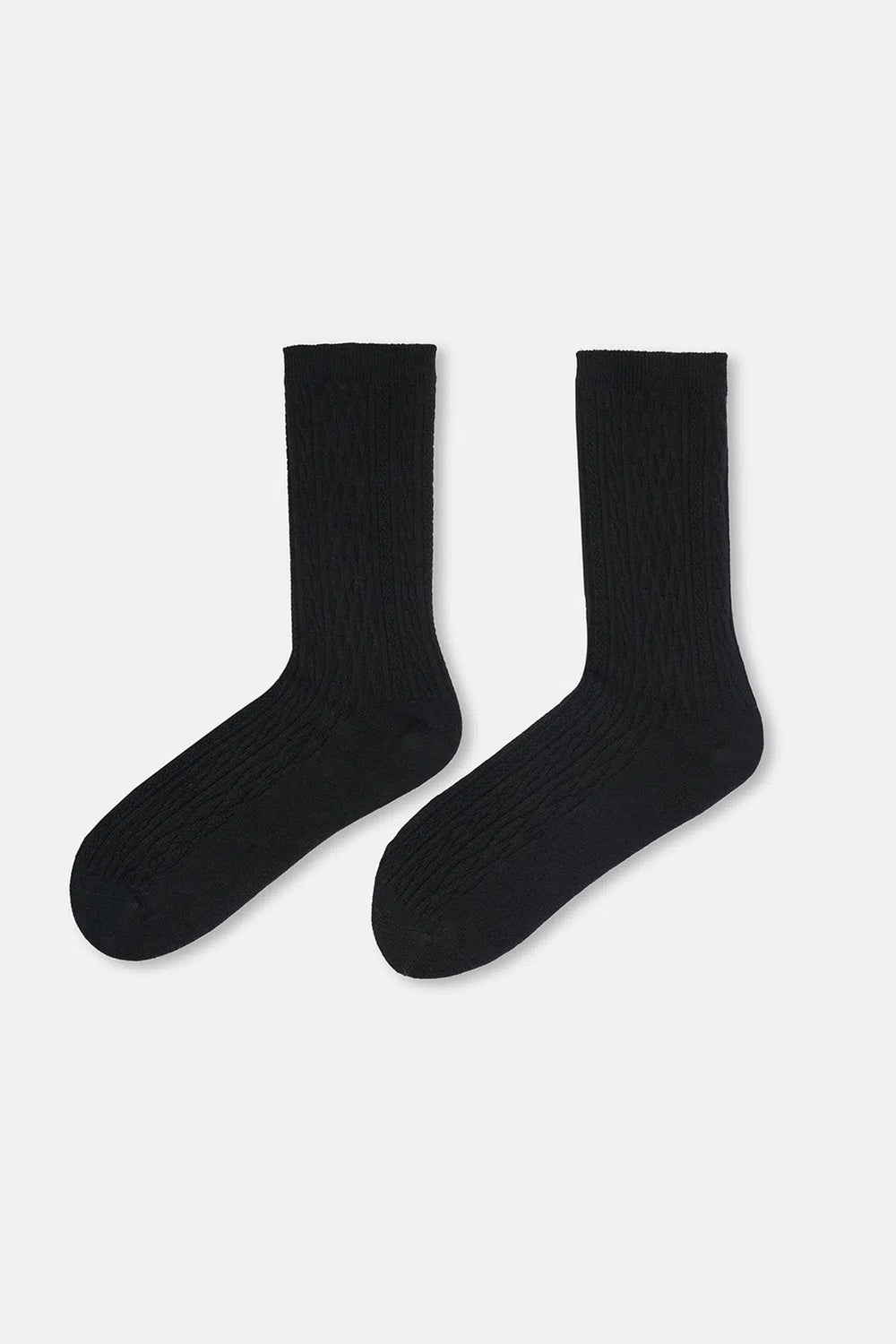Siyah Kadın Örgü Desen Bambu Çorap