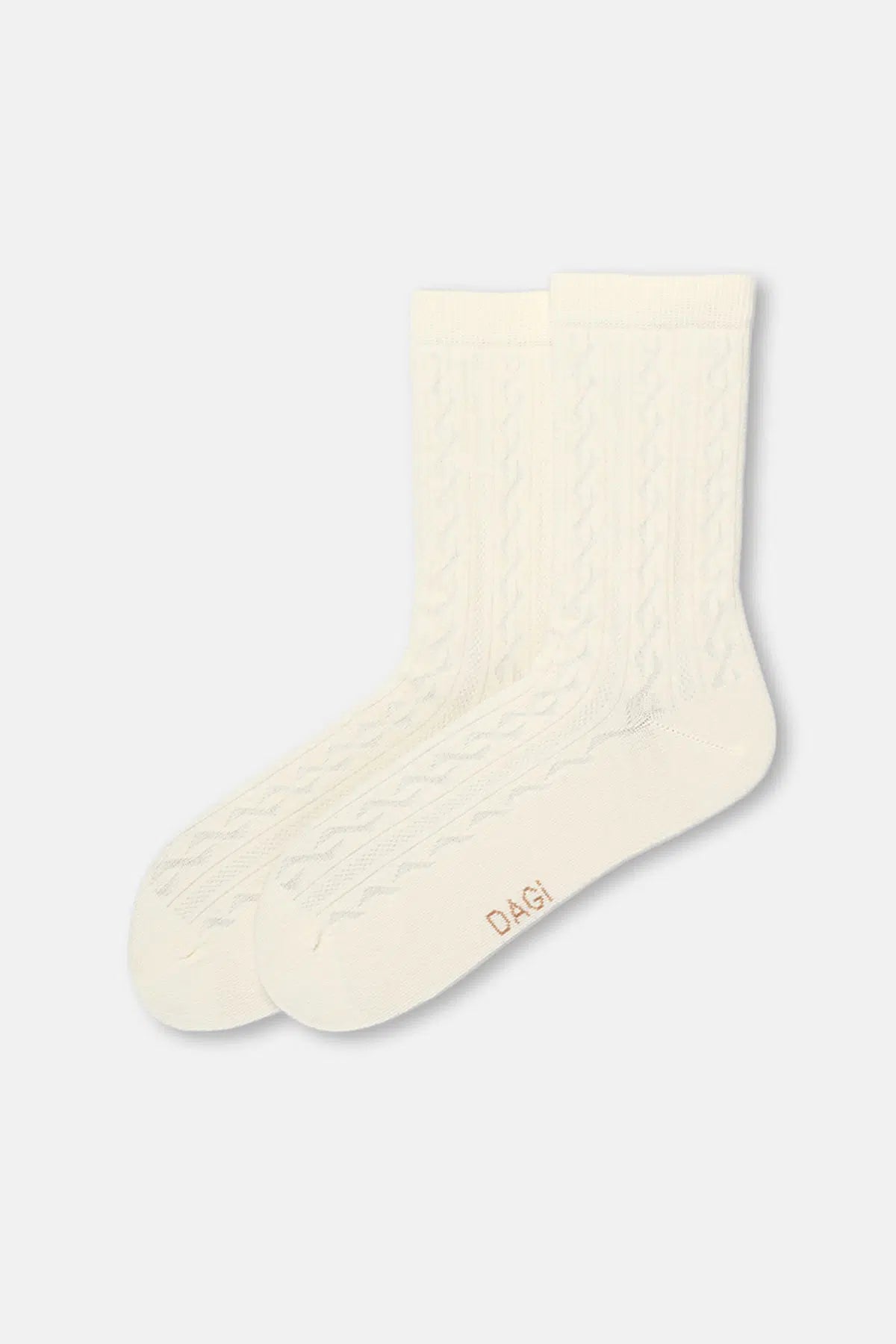 Ekru-Siyah Kadın 2'li Örgü Desenli Çorap