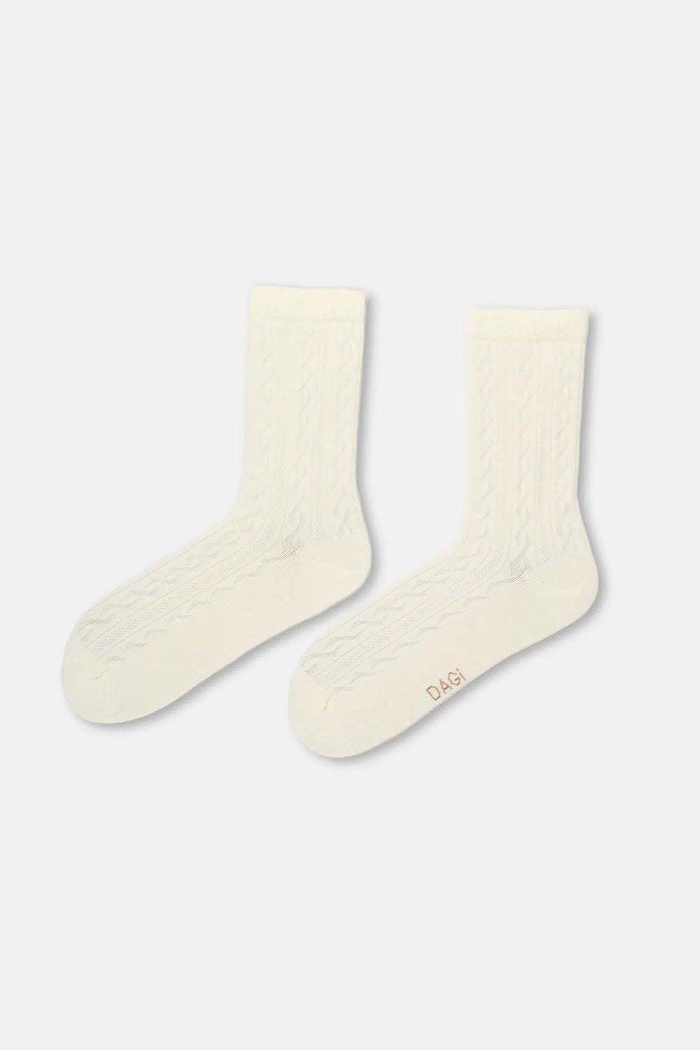 Ekru-Siyah Kadın 2'li Örgü Desenli Çorap