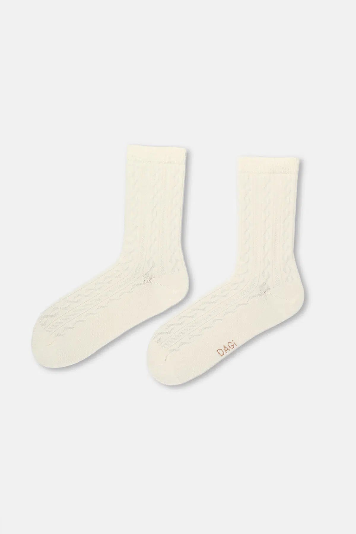 Ekru-Siyah Kadın 2'li Örgü Desenli Çorap