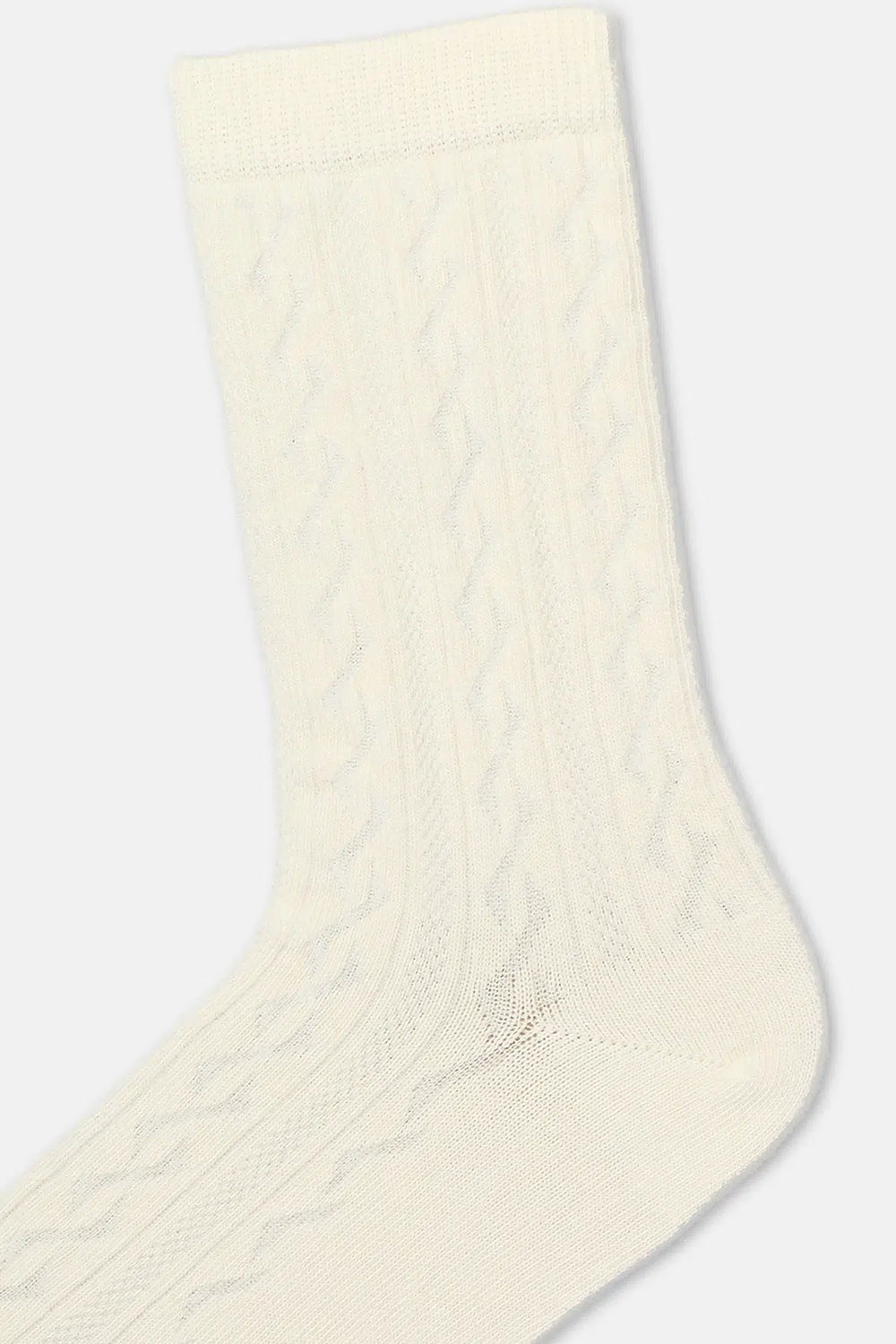 Ekru-Siyah Kadın 2'li Örgü Desenli Çorap