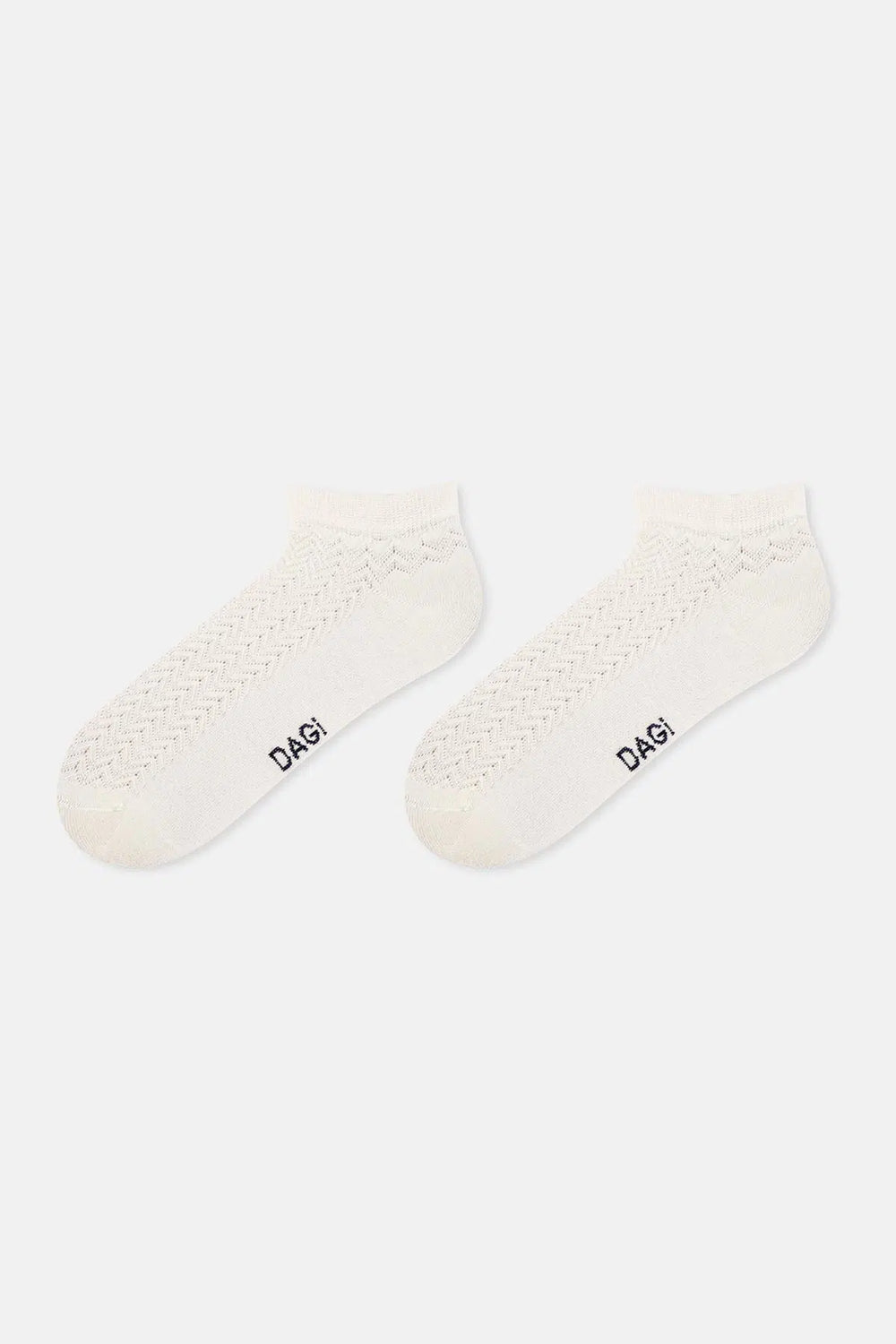 Ekru-Lacivert Kadın 2'li Zigzak Desenli Bambu Patik Çorap