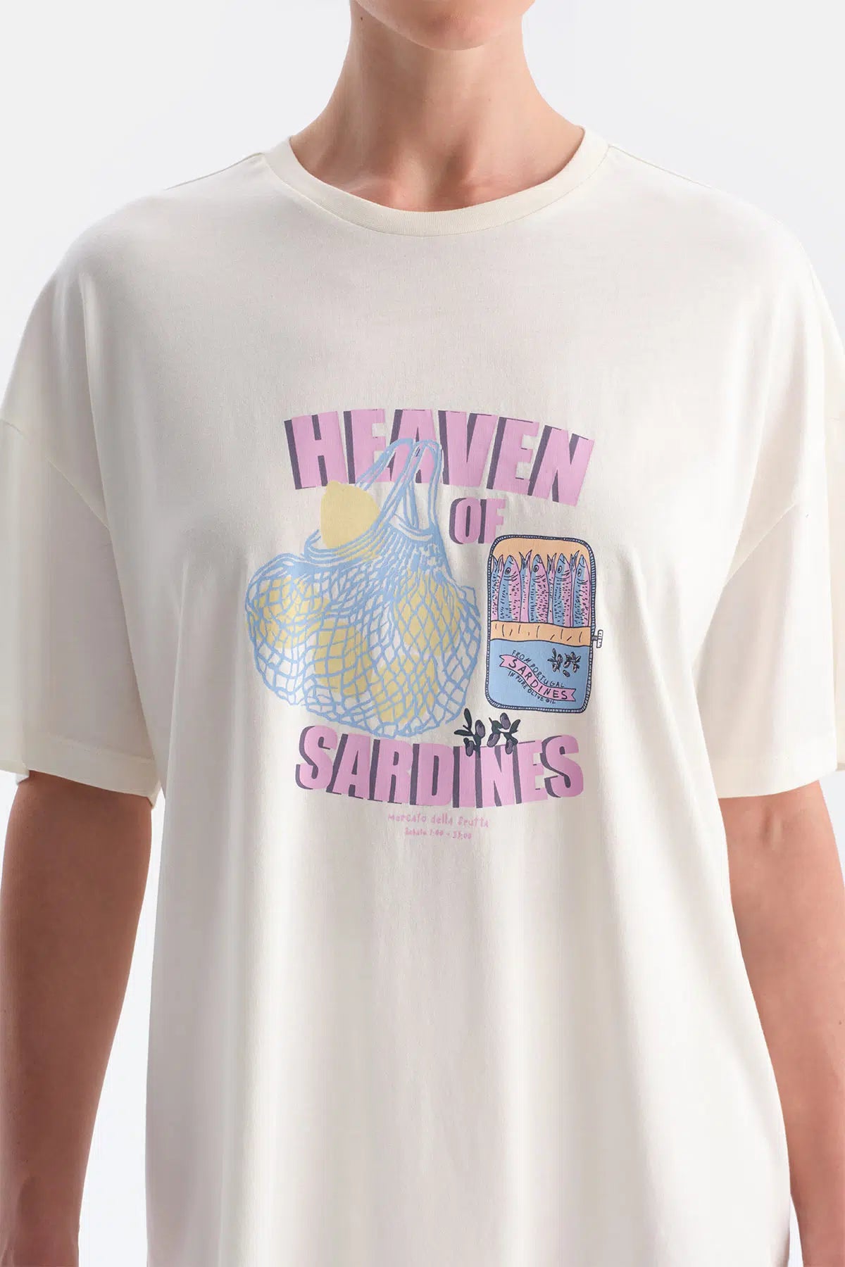 Ekru Baskılı Tişört Şort Takım