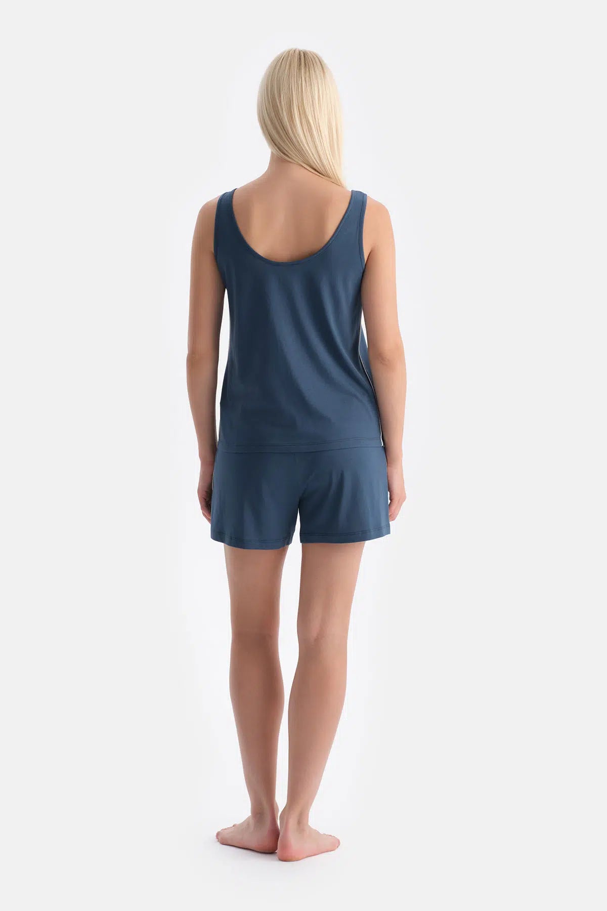 Indigo Kalın Askılı Pamuk Modal Atlet Şort Takım