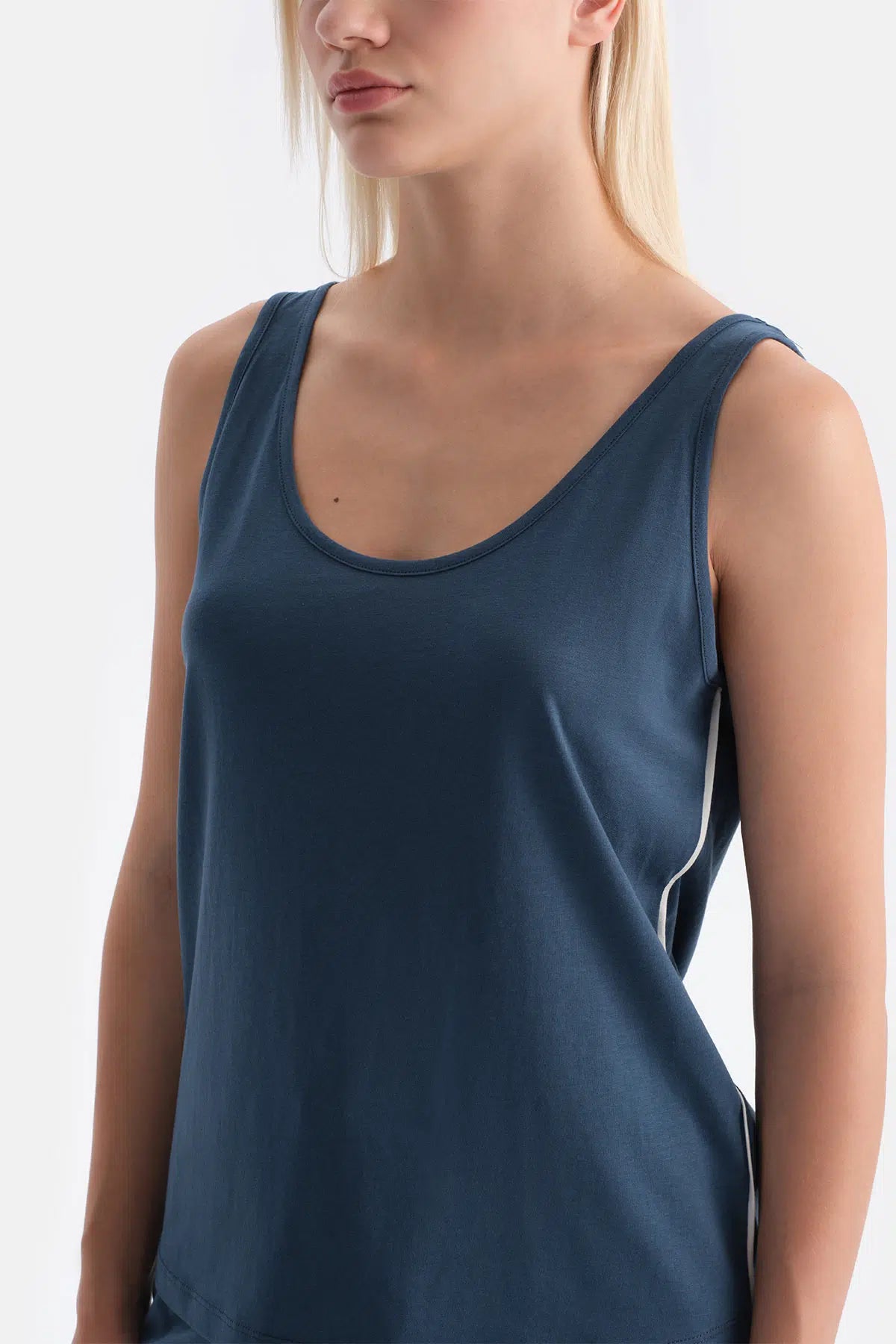 Indigo Kalın Askılı Pamuk Modal Atlet Şort Takım