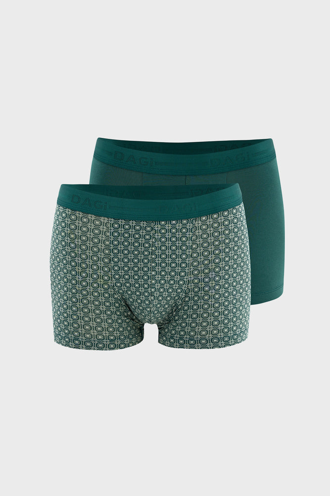 Yeşil 2'li Desenli Pamuk Boxer