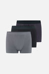 Gri-Siyah 3'lü Desenli Pamuk Boxer