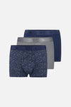 Lacivert-Antrasit 3'lü Desenli Micro Modal Boxer