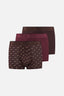 Bordo-Kahve 3'lü Desenli Micro Modal Boxer