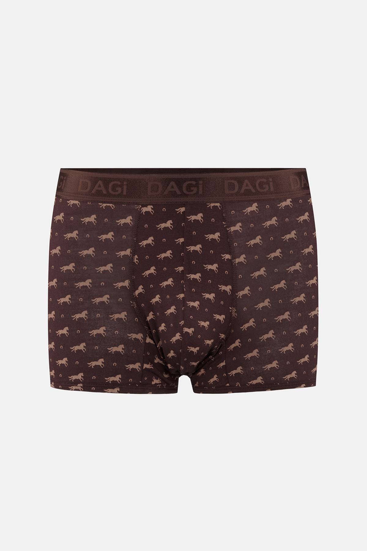 Bordo-Kahve 3'lü Desenli Micro Modal Boxer
