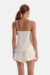 Ekru Dantel Detaylı Camisole ve Şort