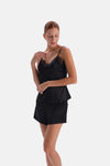 Siyah Dantel Detaylı Camisole ve Şort