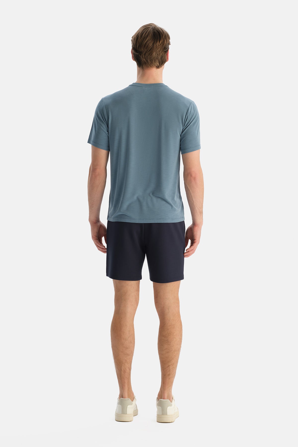 Açık Mavi Bisiklet Yaka Modal Karışımlı Suprem Tişört