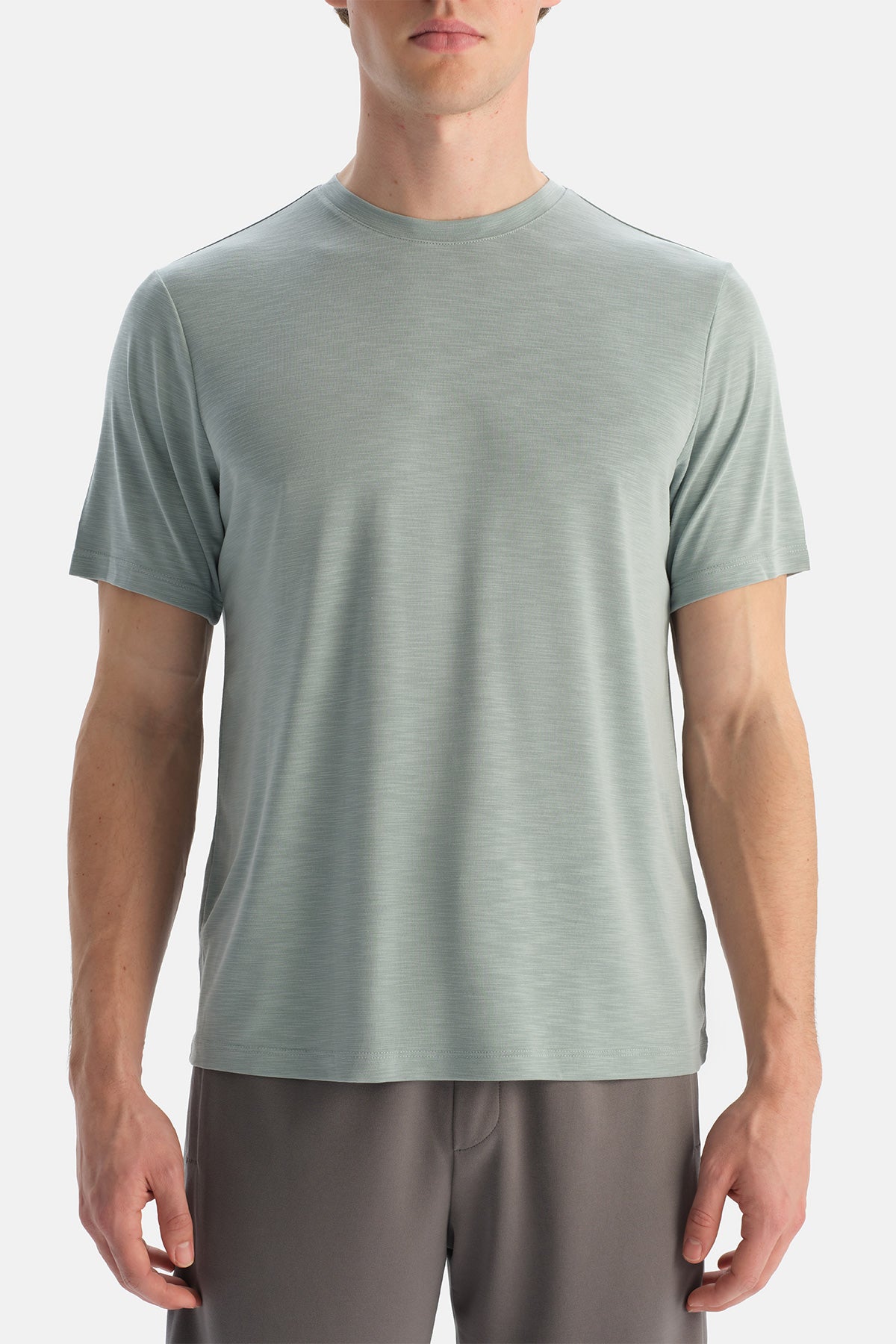 Mint Yeşili Bisiklet Yaka Modal Karışımlı Suprem Tişört