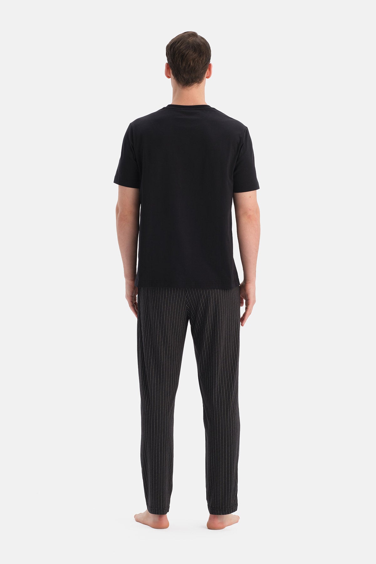 Siyah Çizgili Penye Modal Pantolon