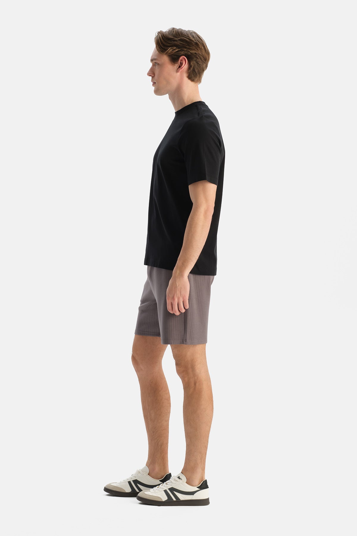 Füme Modal Karışımlı Çizgili Şort