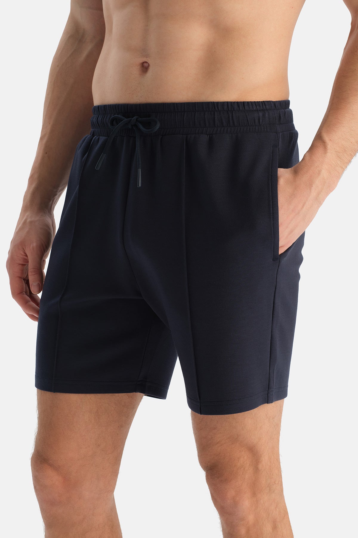 Lacivert Nervür Detaylı Modal Şort