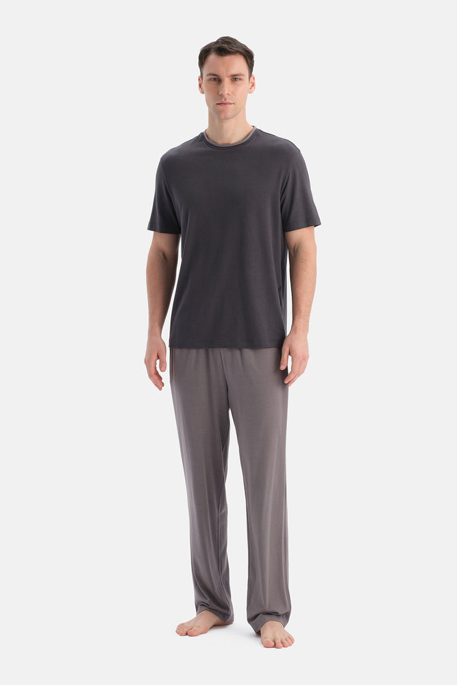 KISA KOLLU BAMBU PAMUK KARIŞIMLI TİŞÖRT PANTOLON TAKIM