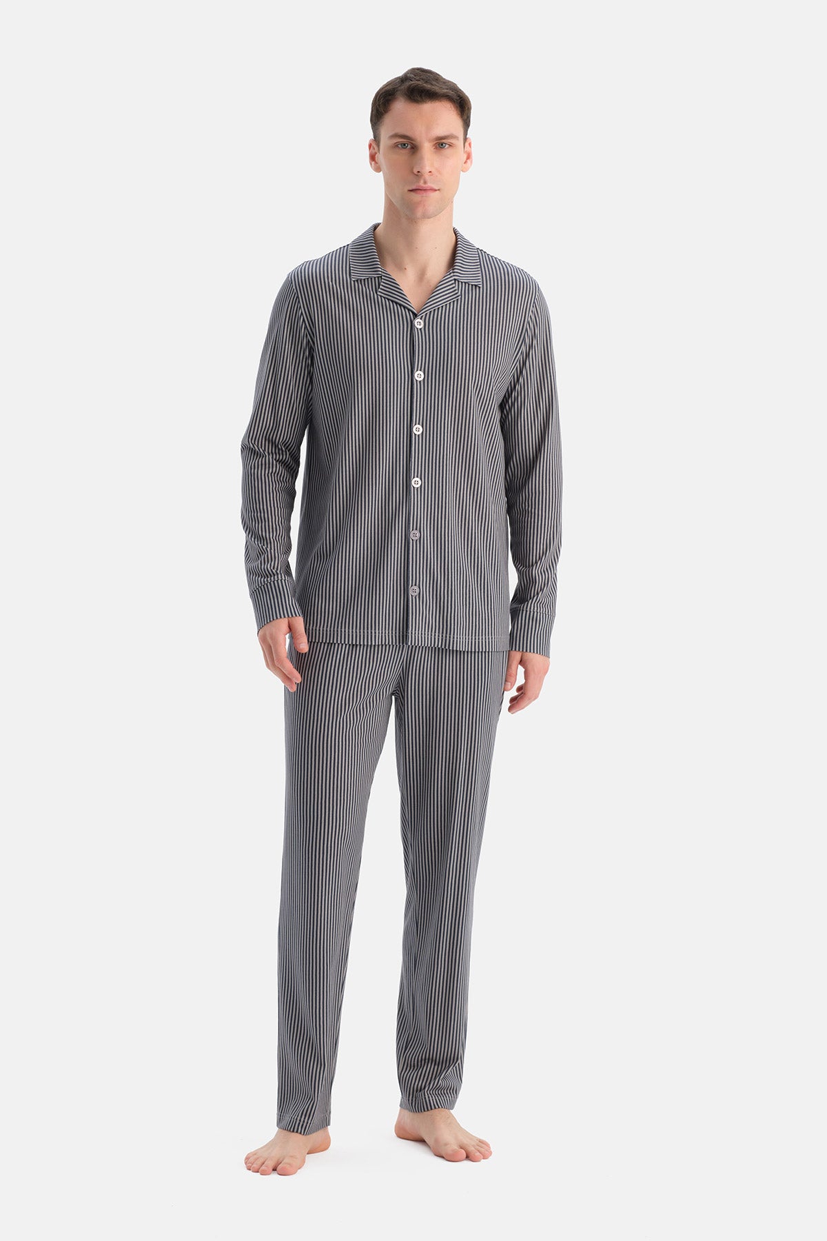 ÇİZGİLİ PAMUK MODAL GÖMLEK PANTOLON TAKIM