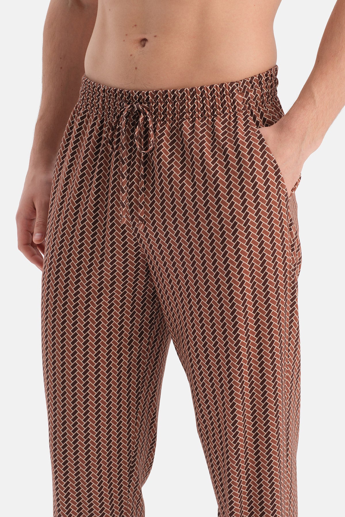 GEOMETRİK DESENLİ PAMUK MODAL GÖMLEK PANTOLON TAKIM