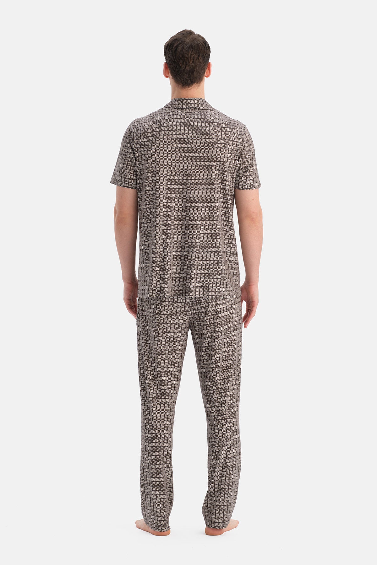 GEOMETRİK DESENLİ PAMUK MODAL GÖMLEK PANTOLON TAKIM