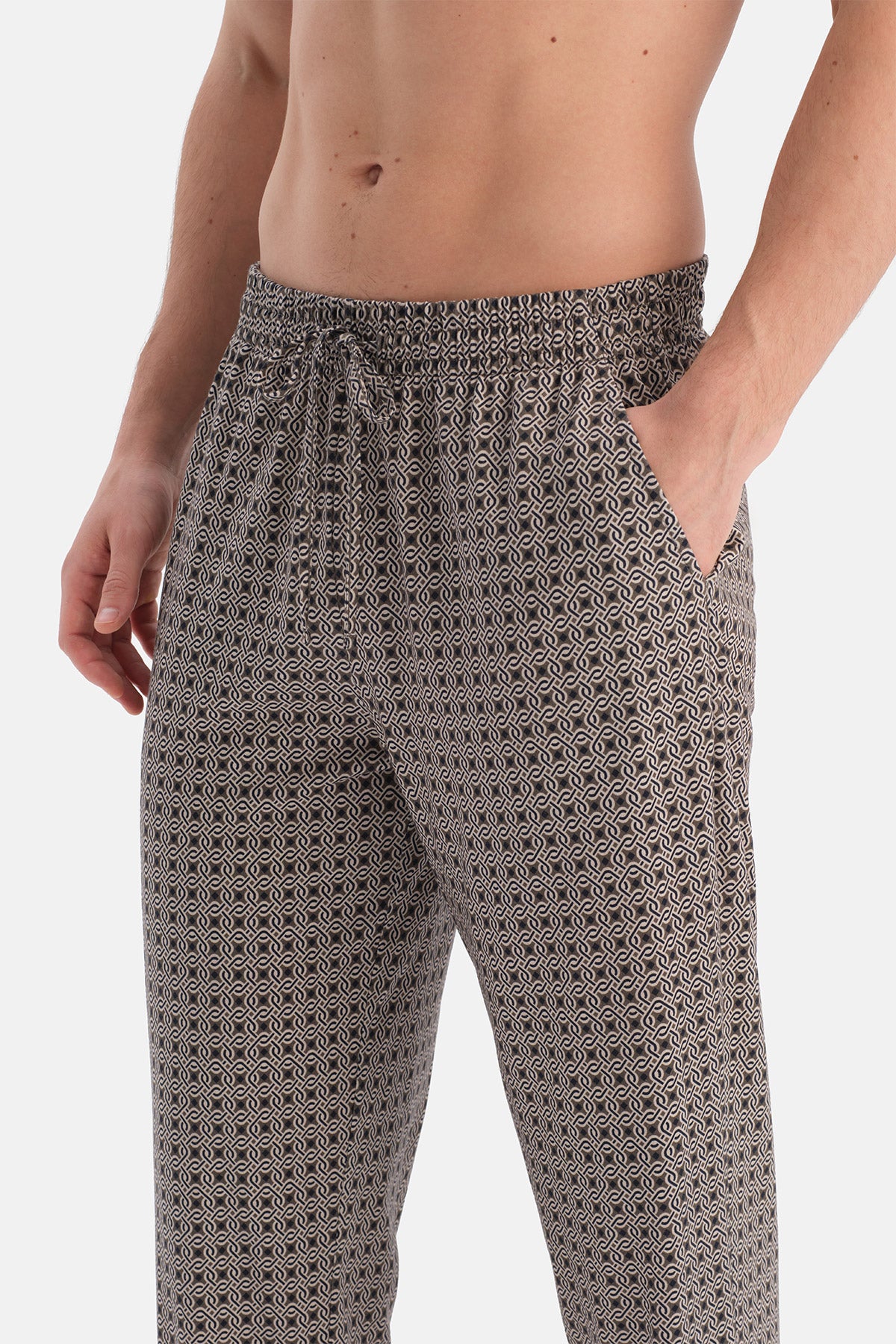 GEOMETRİK DESENLİ PAMUK MODAL GÖMLEK PANTOLON TAKIM