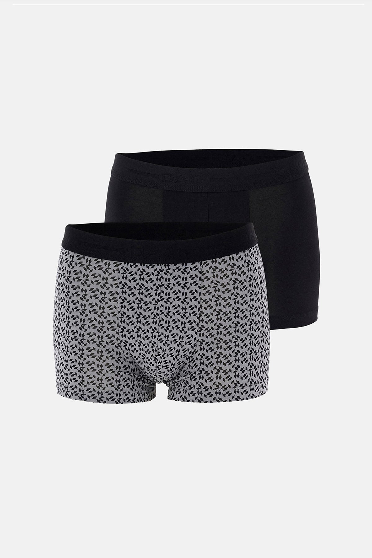 Siyah 5210 2'li Desenli Pamuk Boxer