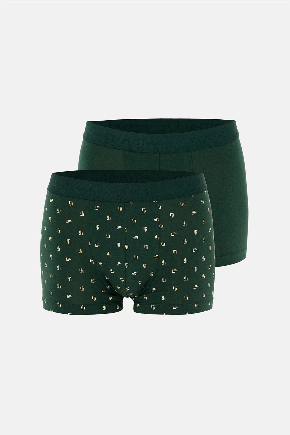 Koyu Yeşil 5210 2'li Desenli Pamuk Boxer