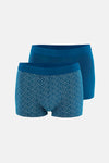 Mavi 2'li Desenli Pamuk Boxer