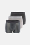ANTRASİT-GRİ 3'lü Desenli Pamuk Boxer