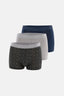 Gri-Lacivert 3'lü Desenli Pamuk Boxer