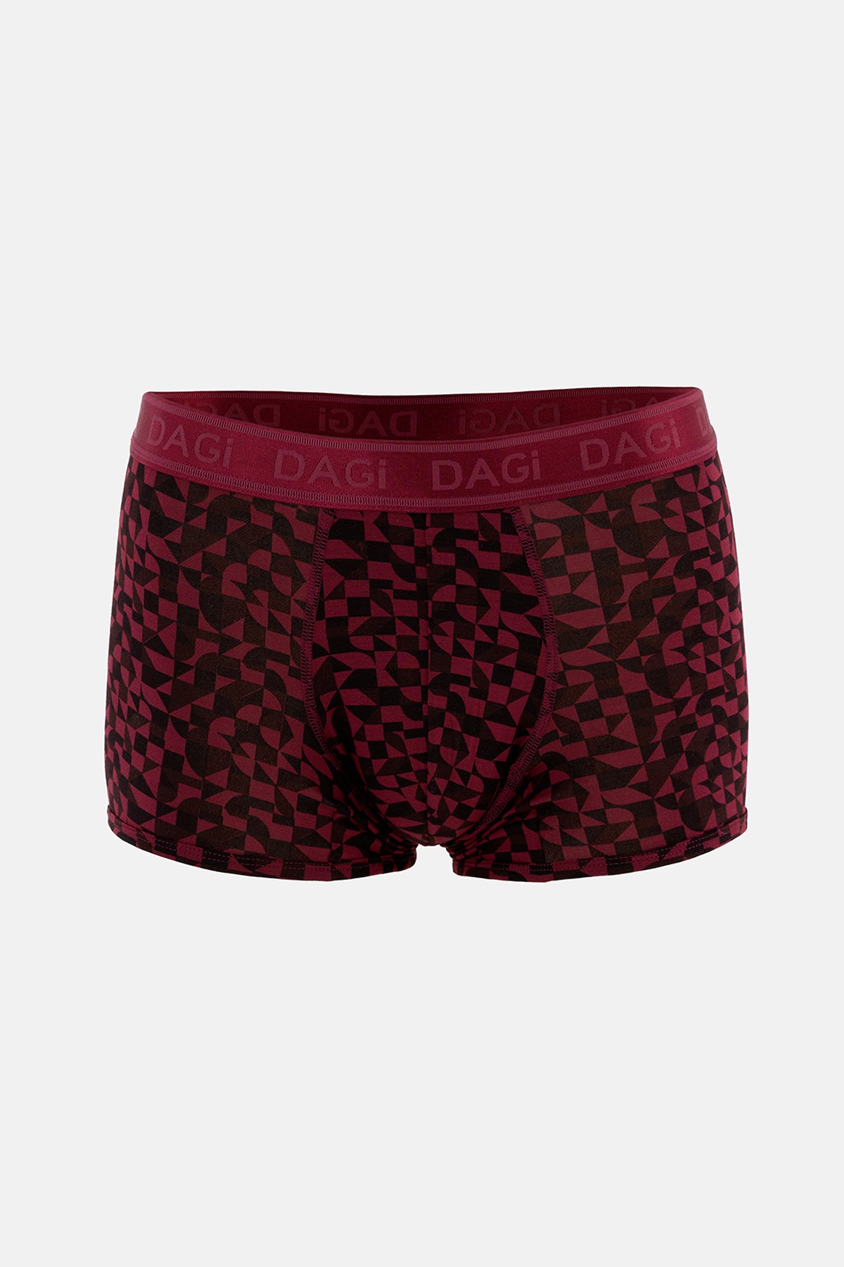 Bordo-Siyah 3'lü Desenli Micro Modal Boxer