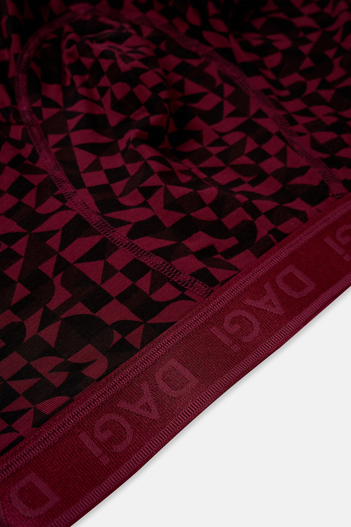 Bordo-Siyah 3'lü Desenli Micro Modal Boxer