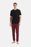 Bordo-Siyah Pamuk Modal Örme Ikili Pijama Altı