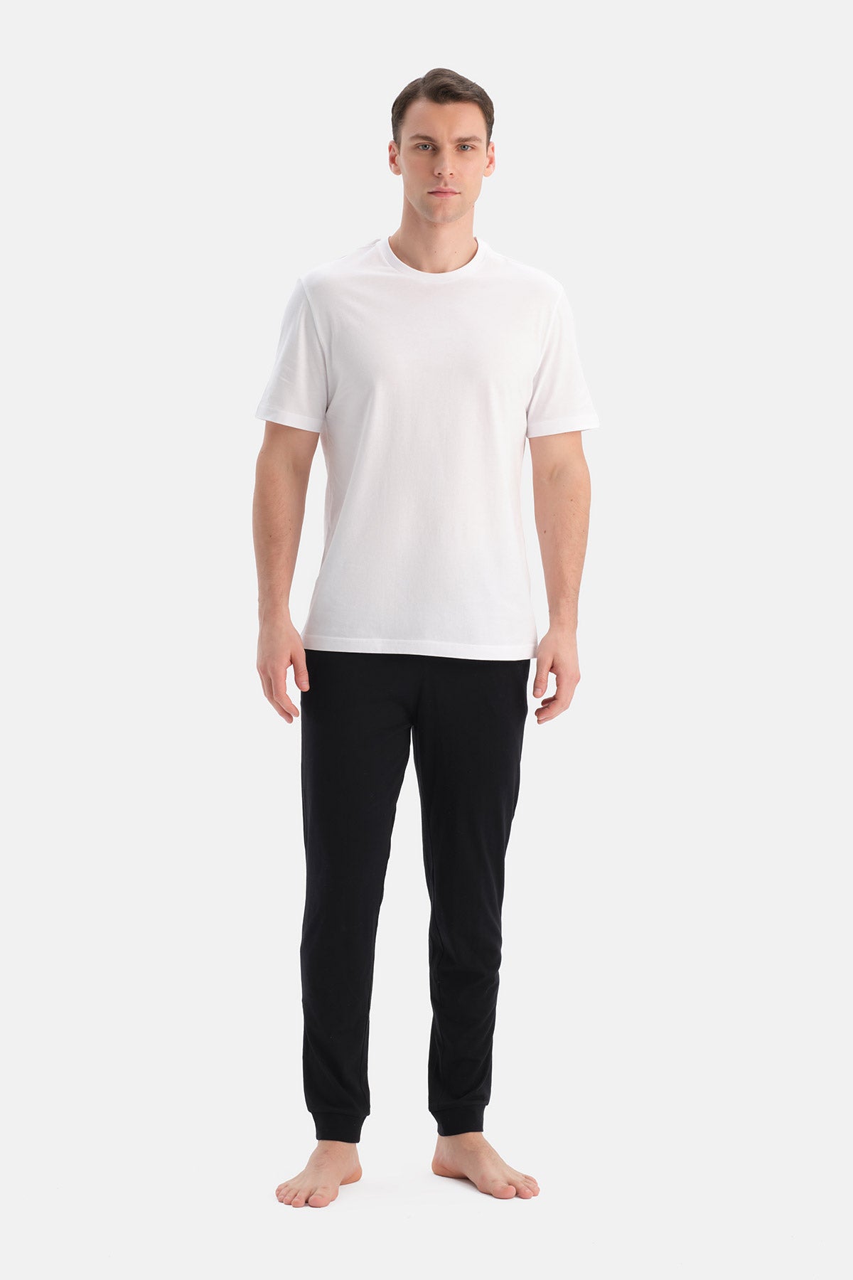 Lacivert-Siyah Pamuk Modal Örme Ikili Pijama Altı