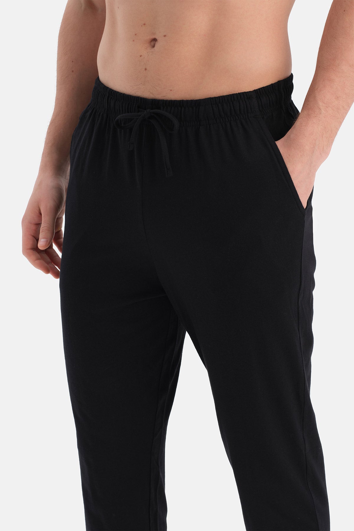 Lacivert-Siyah Pamuk Modal Örme Ikili Pijama Altı