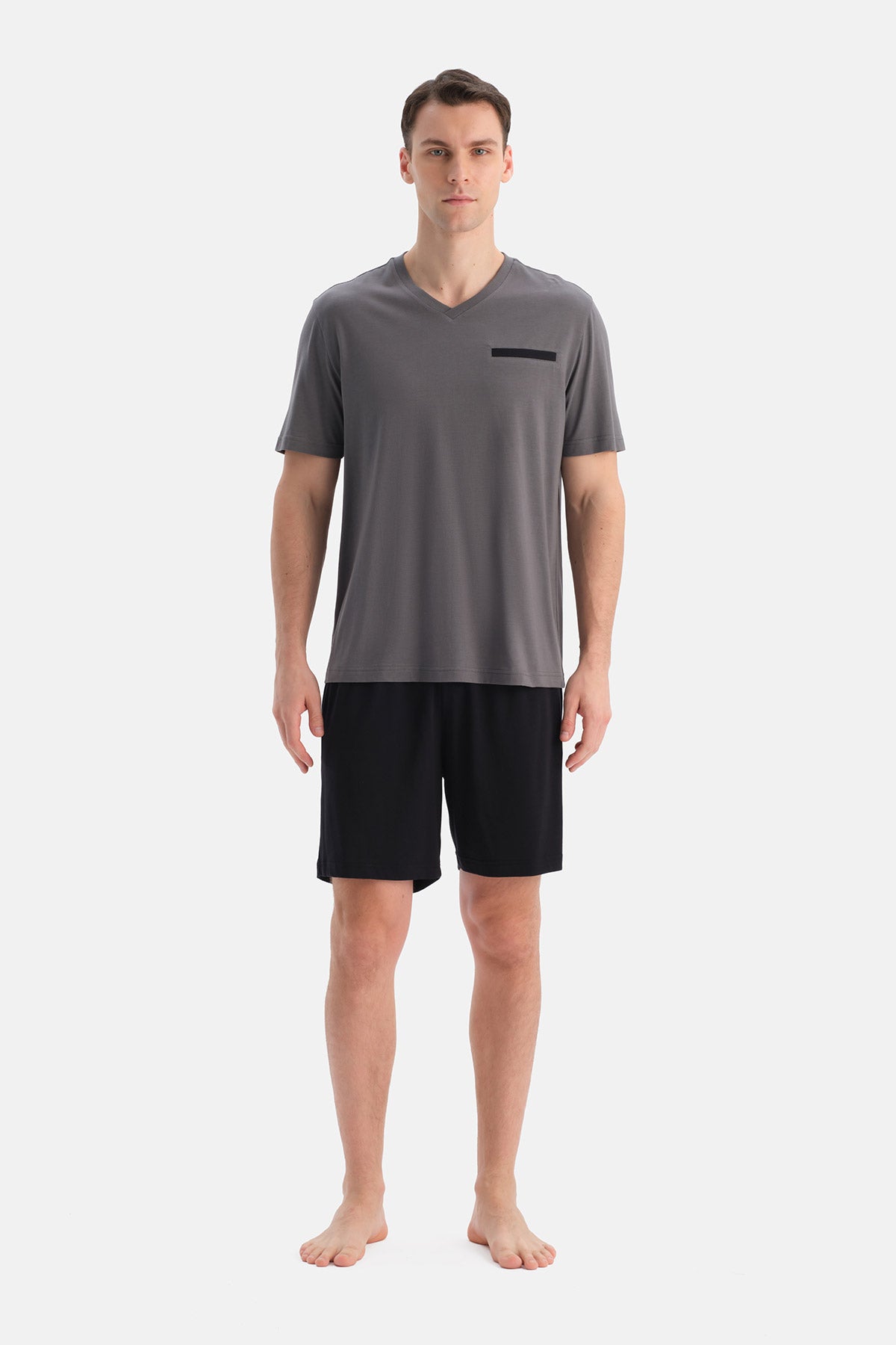 KISA KOLLU V YAKA PAMUK MODAL TİŞÖRT ŞORT TAKIM