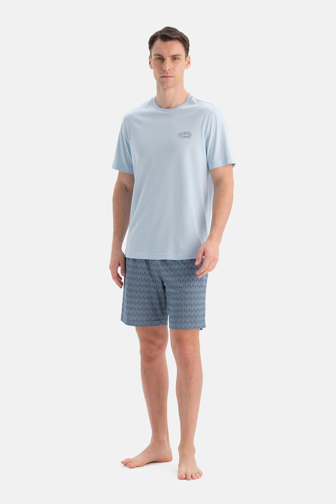 BİSİKLET YAKA BASKI DETAYLI TİŞÖRT ŞORT TAKIM