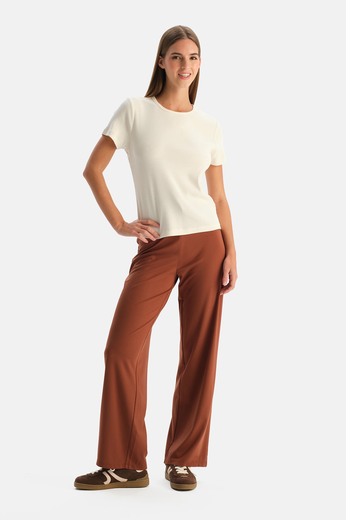 Beyaz Rib Modal Basic Tişört