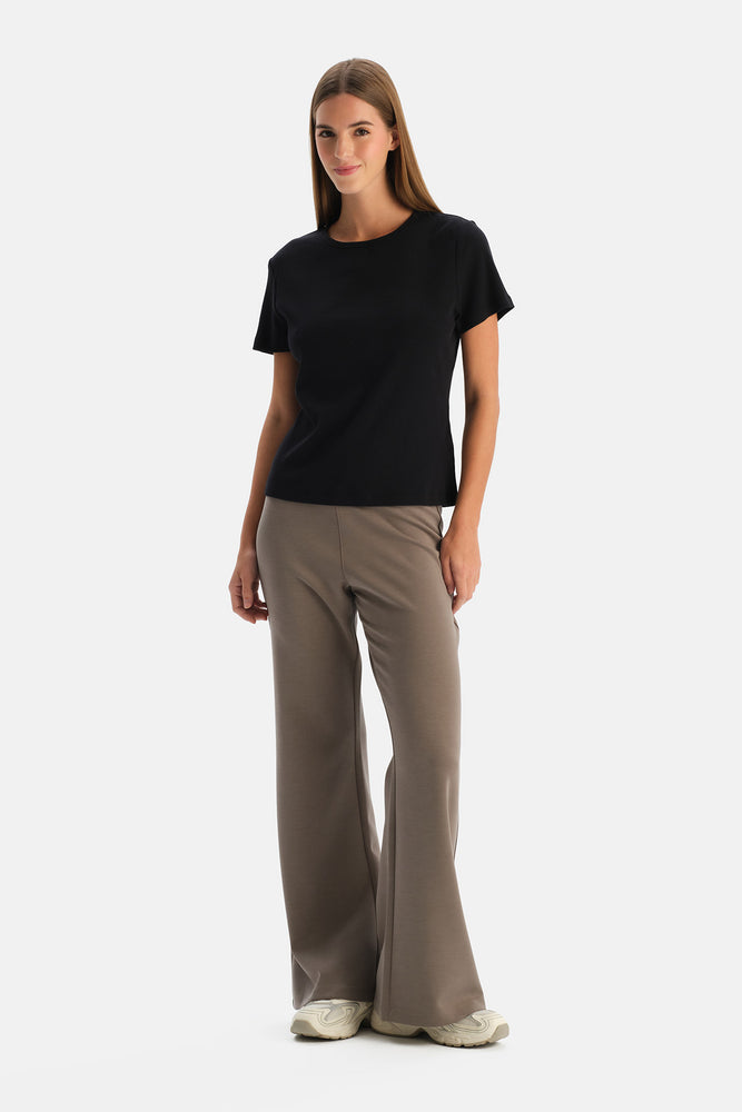 Siyah Rib Modal Basic Tişört