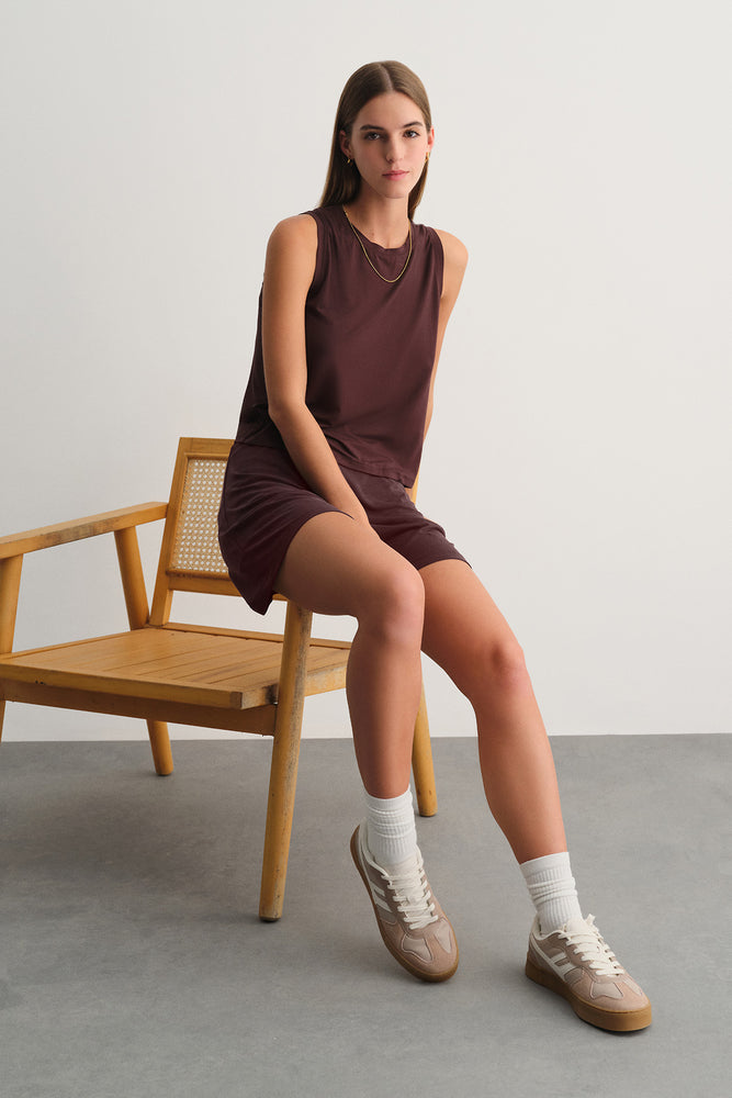 Koyu Kahve Büzgü Detaylı Atlet