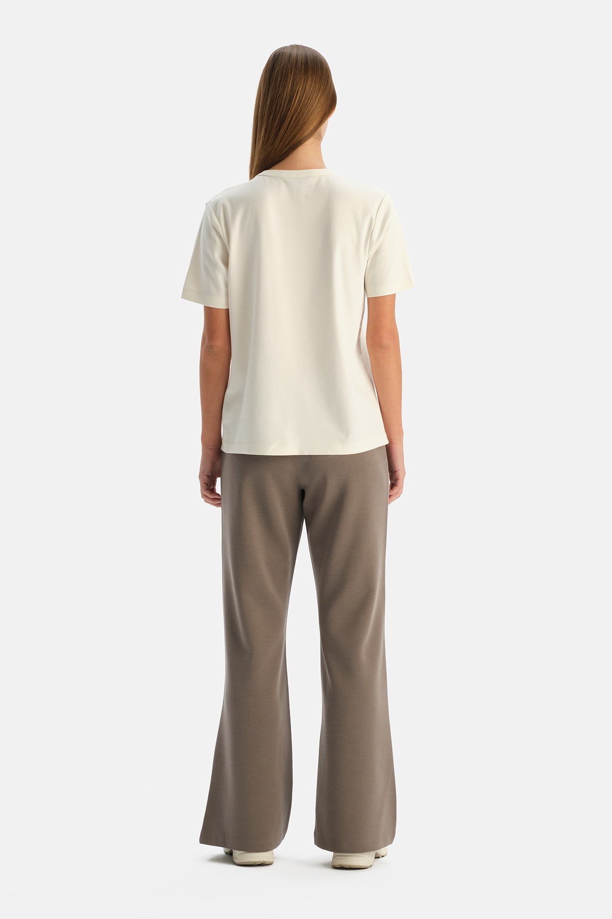 Vizon Rib Modal Karışımlı Yüksek Bel Pantolon