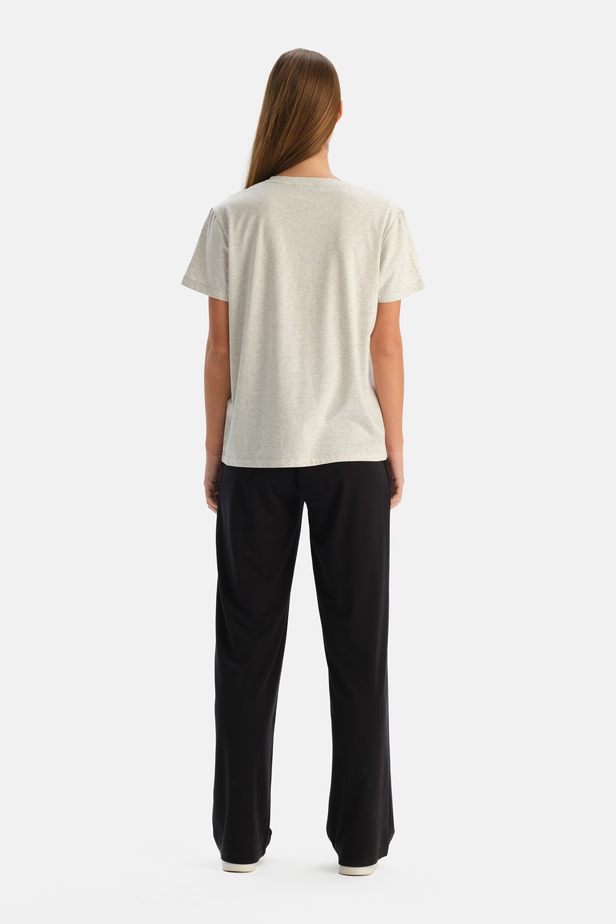 Siyah Kordonlu Bol Paça Rayon Karışımlı Pantolon