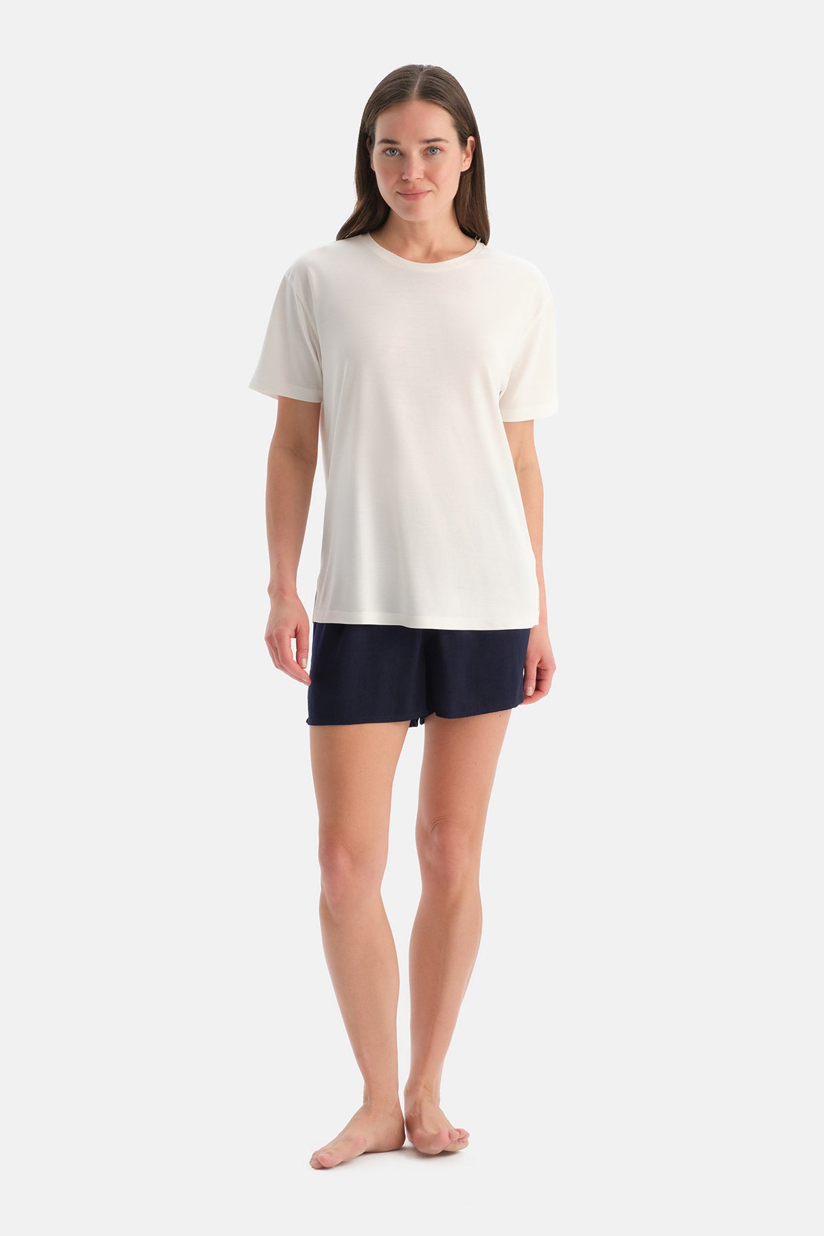 Lacivert Dokuma Şort