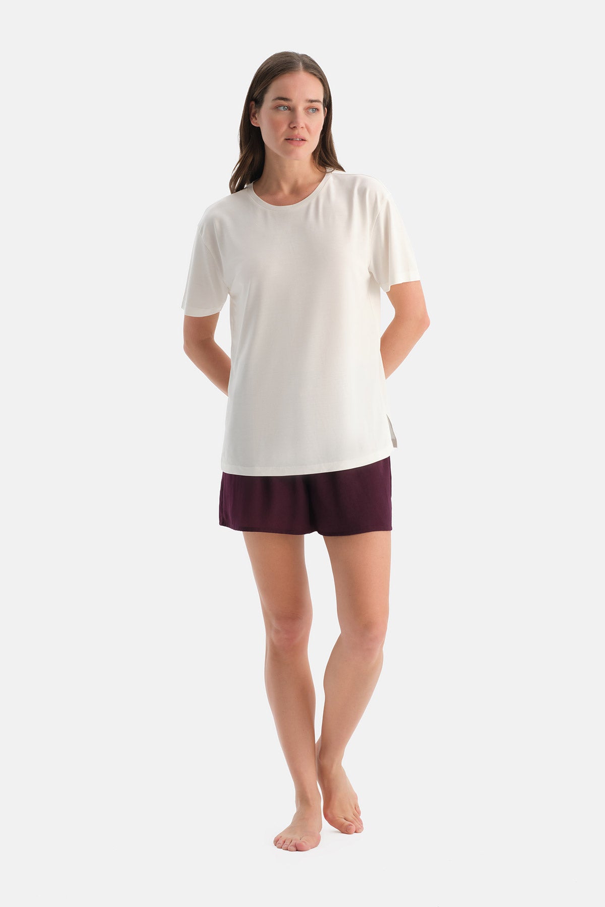 Mürdüm Dokuma Şort