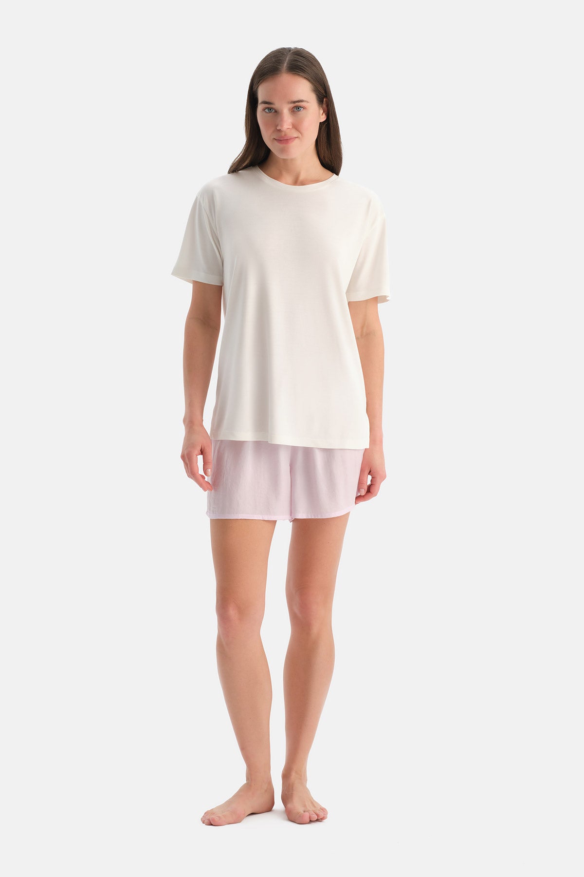 Açık Pembe Dokuma Şort